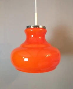 Alte große Honsel Lampe Pendellampe Leuchte Glas orange 70er - Bild 1 von 18