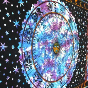 Twin Indian Zodiac Astrology Horoscope Home Decor Tapestry Mandala Wall Hanging - Picture 1 of 4