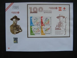 AUSTRIA, large cover FDC 2007, S/S 100 years scouting, Baden Powel, canc. Wien - Picture 1 of 1