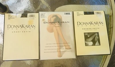 LOT 3 NEW Vintage Donna Karan DKNY Pantyhose Size Small S Satin & Nude - Image 1 of 4