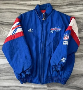 VTG 90's LOGO ATHLETICPRO LINE BUFFALO BILLS FULL ZIP WINTER JACKET SZ L NO HOOD - Picture 1 of 12