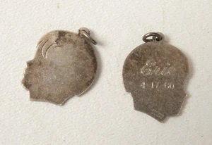Pair Forstner Sterling Silver (B10C-8) Child Silhouette Charms (JSF6)1960s Names - Picture 1 of 8