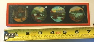 VINTAGE MAGIC LANTERN GLASS COLOR SLIDE PANORAMIC - UNKNOWN PLACE 4 PICTURES - Picture 1 of 2