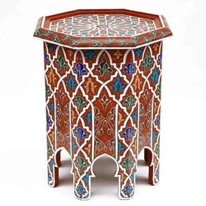 Modern Table Side Moroccan Handmade Moucharabi Delicate Hand Painted Exquisite - Picture 1 of 4