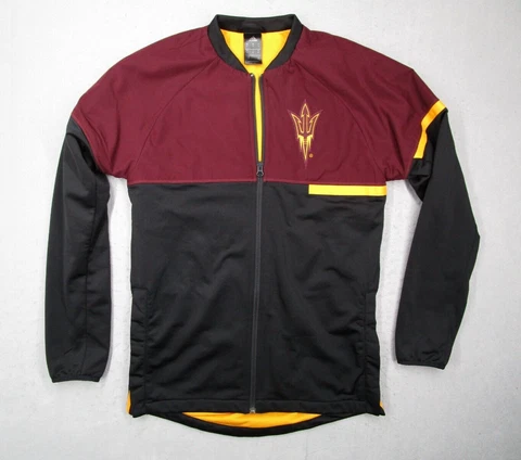 Arizona State Sun Devils Jacket Mens Small Red Adidas Full Zip Side Snap Track Cover
