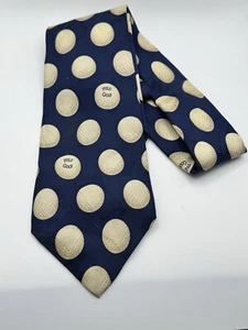 Vintage POLO RALPH LAUREN cravatta seta palline da golf blu fatte a mano RARO - Foto 1 di 17