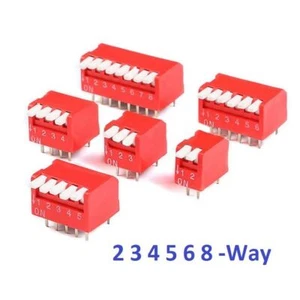 Red 2/3/4/5/6/8 Way Piano DIP DIL Toggle Switch Pitch 2.54mm PCB - Picture 1 of 5