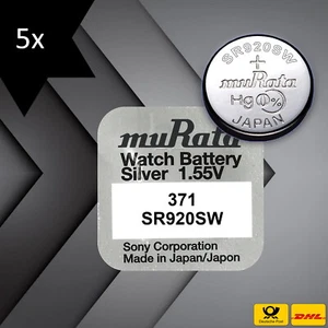 5x Murata 371 ehemals Sony Knopfzelle Uhren-Batterie 371 / SR 920 SW V371 AG6