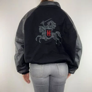 Vintage 90s Holsten Pills wool leather jacket varsity oversized bomber boxy rare - Picture 1 of 10