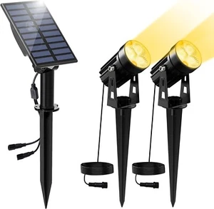 2 in 1 Spotlights Solar Outdoor Lights 3000K Warm White Landscape Lights Garden - Picture 1 of 7
