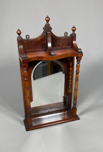 A Late Victorian Decorative Mahogany Wall Mirror With Small Shelf. Rosewood.
