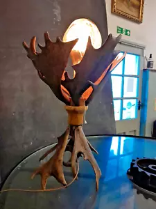 Fallow Deer Antler Table Lamp, Handmade Very Unique Gift Home Cottage Collector - Foto 1 di 18
