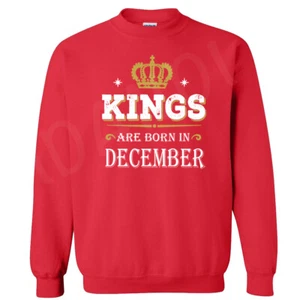 🔥 Kings Are Born in December Geburtstag Pullover Geschenk für Ihn Rundhals Sweatshirt - Bild 1 von 8