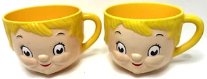 Vintage Campbells Soup Mug Dolly Dingle Cup Kids Plastic Face 1970s Yellow Lot 2 - Picture 1 of 6