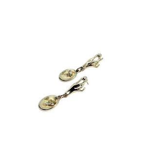 Viktorianische Vintage Hände Ohrringe Gold Glas Tropfen Kristall Oval Nieten Schmuck - Bild 1 von 1