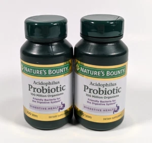 Nature's Bounty Acidophilus Probiotic 2 Pack 100 Tablets Each Bottle Exp 05/25 - Picture 1 of 3