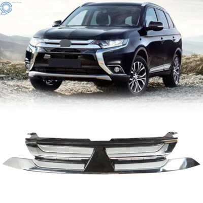 For 2016-18 Mitsubishi Outlander Front Bumper Upper Grille Chrome/Black Plastic Foto 1 de 4