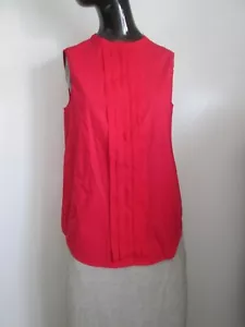 Camicetta ARMANI JEANS taglia 40 rossa ricca plissettata davanti bottoni nascosti nuova con etichette $240 - Foto 1 di 9