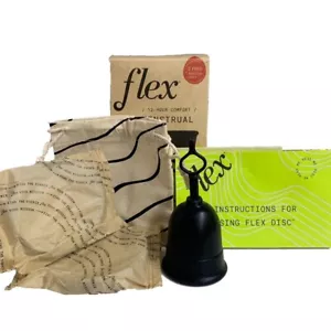 NEW FLEX 12 HOUR REUSABLE MENSTRUAL CUP SIZE 02 WITH 2 FREE DISCS STARTER KIT - Picture 1 of 5