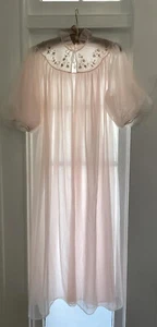 VTG Double Sheer Pink Robe Peignoir Carter’s 1950s DuPont Nylon SZ S￼ - Picture 1 of 17