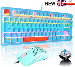 UK Layout Mechanical Rainbow Gaming Keyboard Mouse 6400 DPI for PC Mac Xbox PS4
