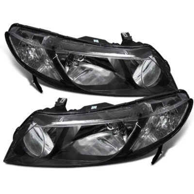 Faros reflectores transparentes 4 puertas negros FA FG para Honda Civic Sedán 06-11 Foto 1 de 2