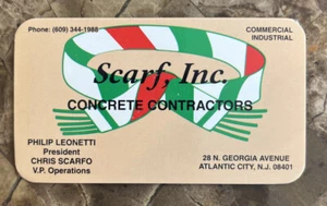 Scarf Inc Concrete Business Card - Mafia Boss Nicky Scarfo Philadelphia AC Mob - Picture 1 of 2