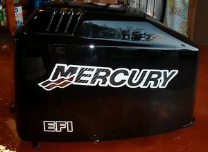 Mercury outboard decals Carbon fiber with chrome tails other hp by request - Picture 1 of 6