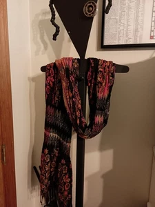 ANTHROPOLOGIE Multi color Scarf, 25" x 84", including fringe varied width - Picture 1 of 12