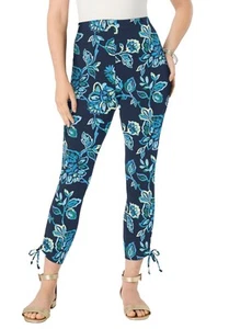 Roaman's Women's Plus Size Lace-Up Capri Leggings - Picture 1 of 19