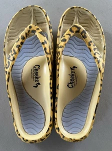 Cheeks Health Sandals By Tony Little Flip-Flop Womens Size 9 Tan Leopard - Picture 1 of 9