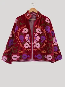 Ethno Samt Suzani Jacke handbestickt Boho Oberbekleidung - Bild 1 von 5