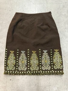 Gonna a matita marrone vintage Sharon Young donna taglia 2. Design ornato - Foto 1 di 5