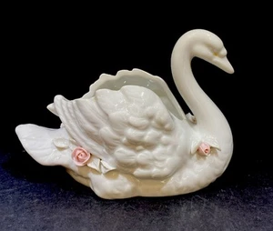 VTG Dresden White Porcelain Swan Figurine Trinket Dish MCM 4x6x3.5” Germany  - Picture 1 of 7