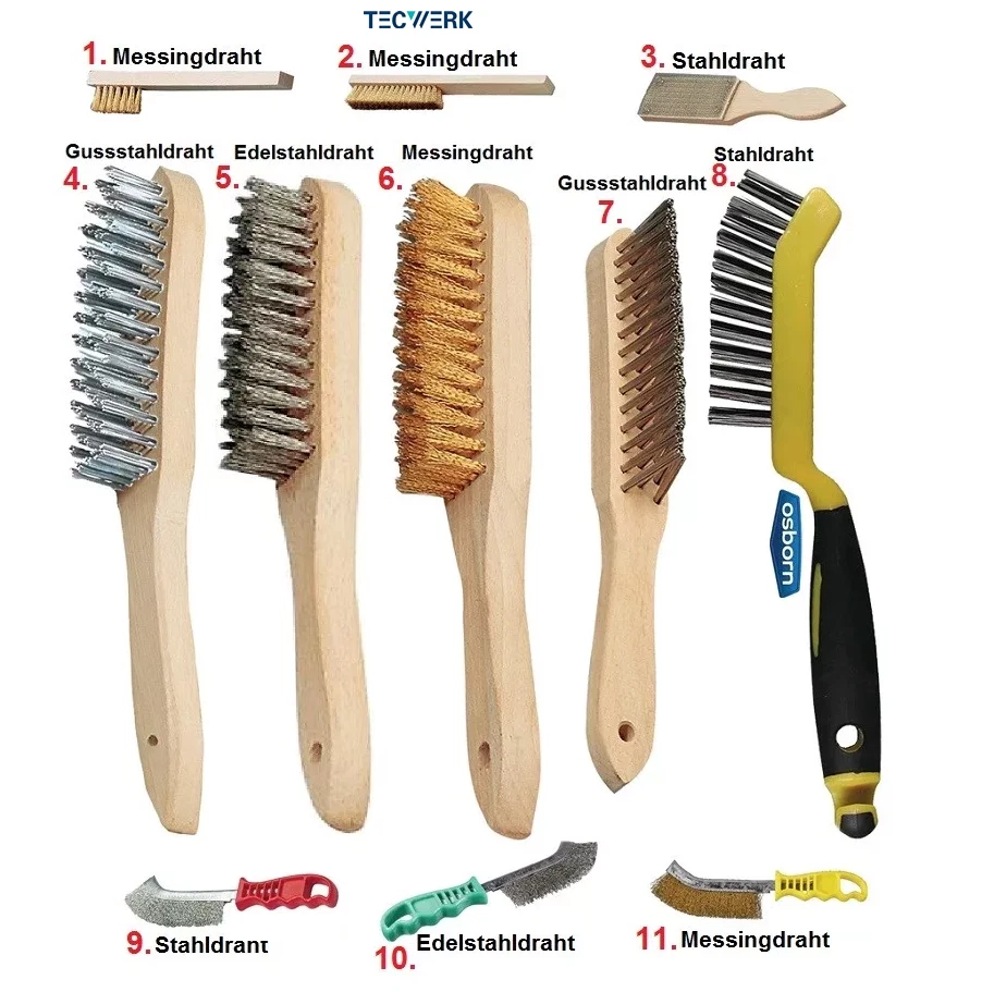 TECWERK/ OSBORN ab 1,- QUALITÄTS Drahtbürsten Zündkerzenbürsten Kehlnahtbürste Bremssattelbürste