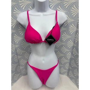 Neu Zaful Hot Pink String Bikini Set Zweiteiler Badeanzug Small Triangel Unterteil  - Bild 1 von 7