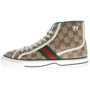 GUCCI TENNIS1977 Tennis GG Pattern High Top Sneakers Brown 625807 Used 06129f7c7 - Picture 1 of 7