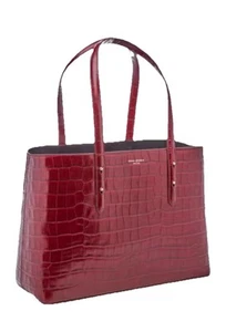 £358 Aspinal of London Women's Regent Croc Tote Bag - Bordeaux - Picture 1 of 15