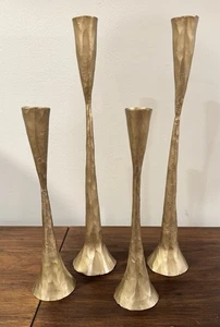 Iron Taper Candlestick Holder Set of 4, Brass Finish, Hand Forged, **READ** - Picture 1 of 11