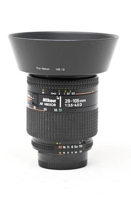 Nikon AF Nikkor 28-105mm f/3.5-4.5 D Macro Zoom Lens + Hood (#B57) - Image 1 of 4