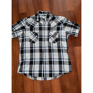 Ely Cattleman Men's Plaid S/S L Western Shirt Size 17 vintage snap bushwhacker - Picture 1 of 6