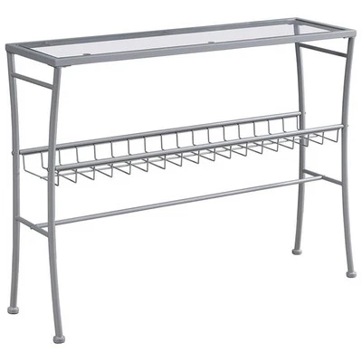 Mesa consola Pemberly Row contemporánea con tapa de vidrio de 42" en plata Foto 1 de 3