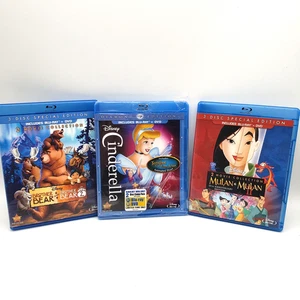 Disney Cinderella (Sealed) + Mulan 1 & 2 + Brother Bear 1 &2 Blu-ray DVD Lot - Picture 1 of 10
