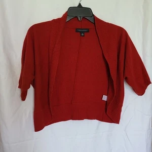 Banana Republic Women's Red Wool Cashmere Short Sleeve Cropped Open Shrug Medium - Picture 1 of 4