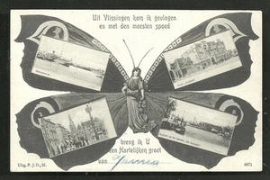 Vlissingen Art Nouveau Woman Butterfly Harbour Zeeland Netherlands stamp 1905 - Picture 1 of 1