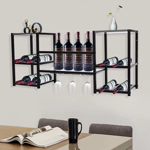 3 Tiers Wine Rack Wall Mounted Wine Storage Display Rack Industrial Wine Rack UK - Picture 1 of 23
