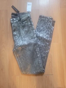 NEW w/ Tags! J BRAND WOMENS SILVER PYTHON ANKLE SKINNY JEANS-Photo ready SIZE 24 - Picture 1 of 7