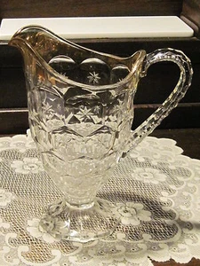 Early American Pattern Glass Star Hexagon gold flashed pitcher - Picture 1 of 3