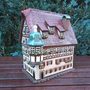 Keramik Lichterhaus *MARIEN-APOTHEKE in Rothenburg* Teelichthaus Fachwerk-Haus  - Bild 1 von 9