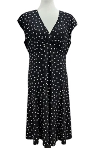 Evan Picone Black Label Kleid Gr. 14 schwarz weiß gepunktet Retro Look - Bild 1 von 4